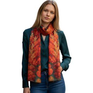 PREORDER  Floral Reef Bloom Painterly Coral Fantasy Chiffon Scarf